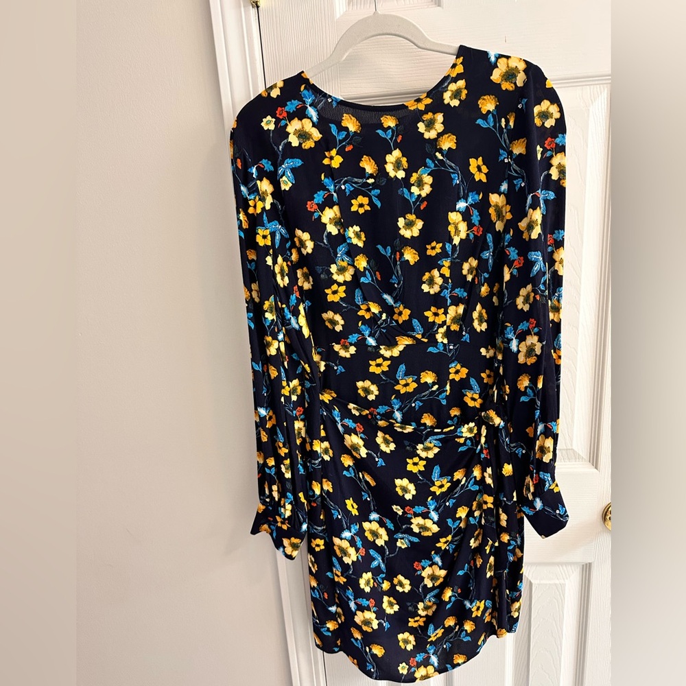 Astr Navy Dress with Yellow and Blue Floral Print